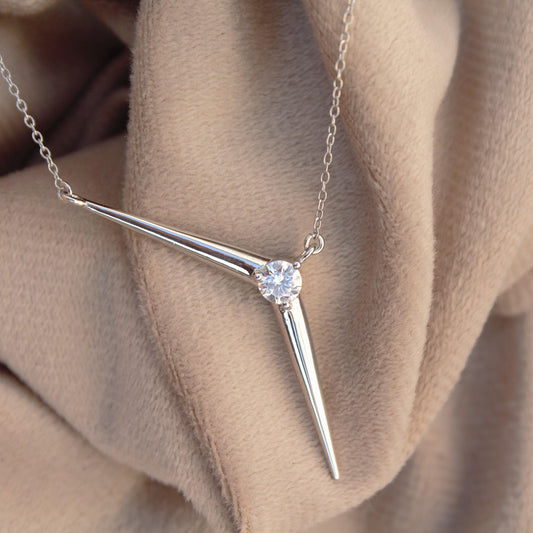 Moissanite Single Stone Necklace, Delicate Moissanite Necklace With 925 Stamped, Lightweight Silver Necklace Birthday Gift for Daughter