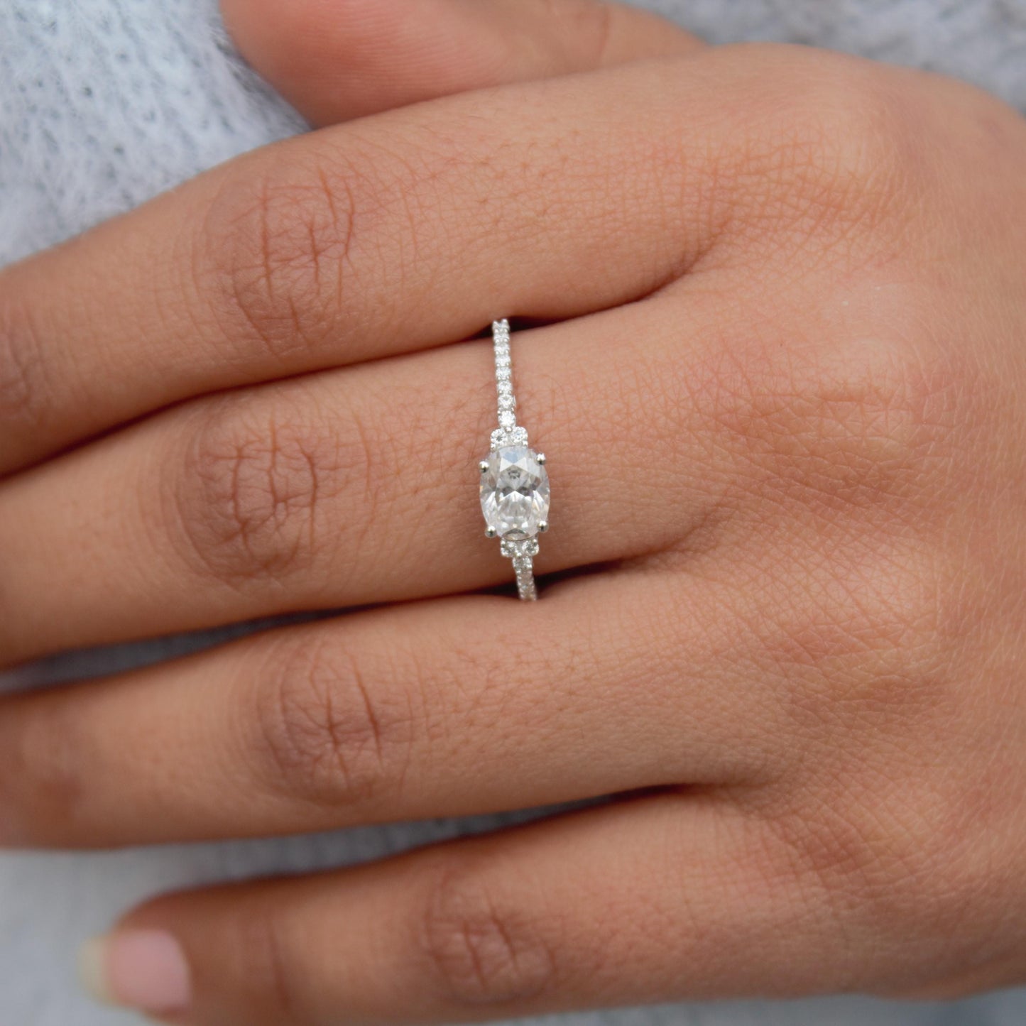 Minimalist 925 Sterling Silver Ring, White Moissanite Ring for Women, Unique Wedding Gift, Silver Solitaire Ring, Lightweight Travel Jewelry