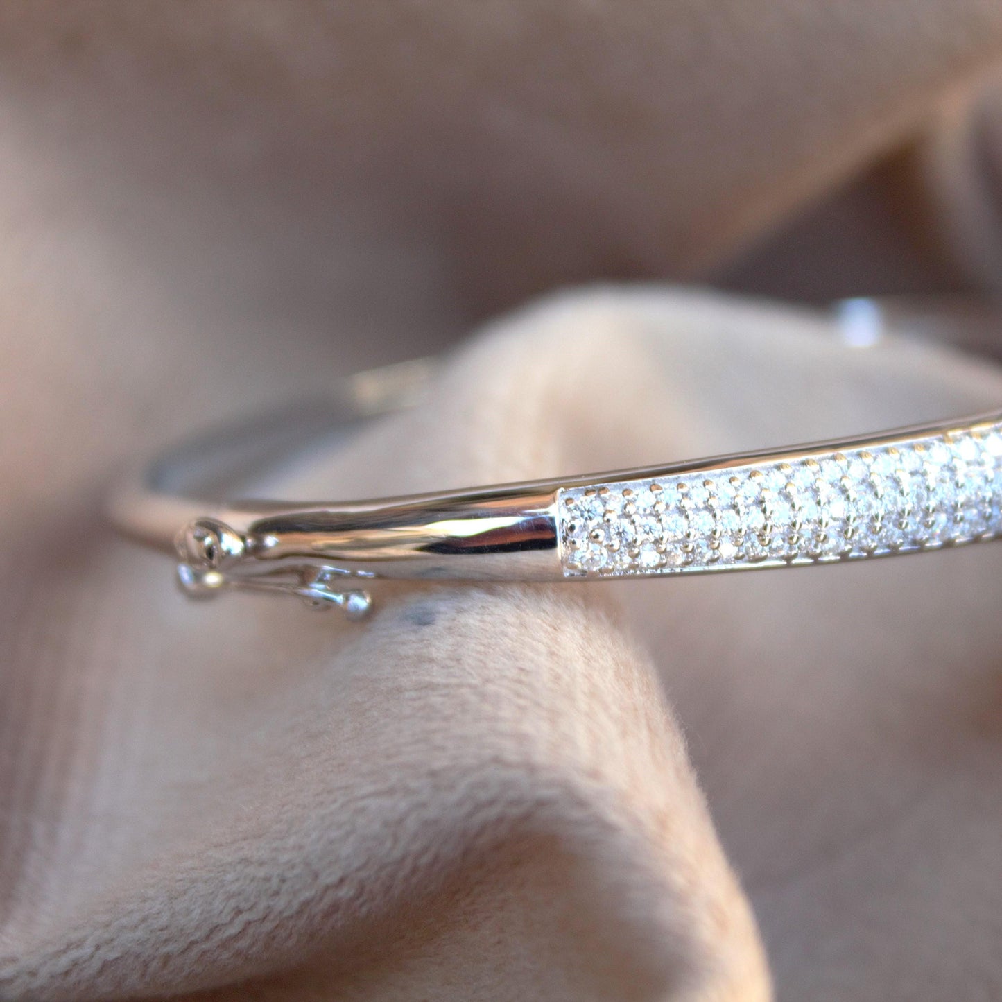 Cuff Moissanite Delicate Bracelet, Moissanite Silver Jewelry With 925 Stamped, Melee Round Women Bangle Bracelet For Anniversary Gift