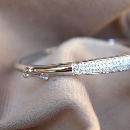 Cuff Moissanite Delicate Bracelet, Moissanite Silver Jewelry With 925 Stamped, Melee Round Women Bangle Bracelet For Anniversary Gift