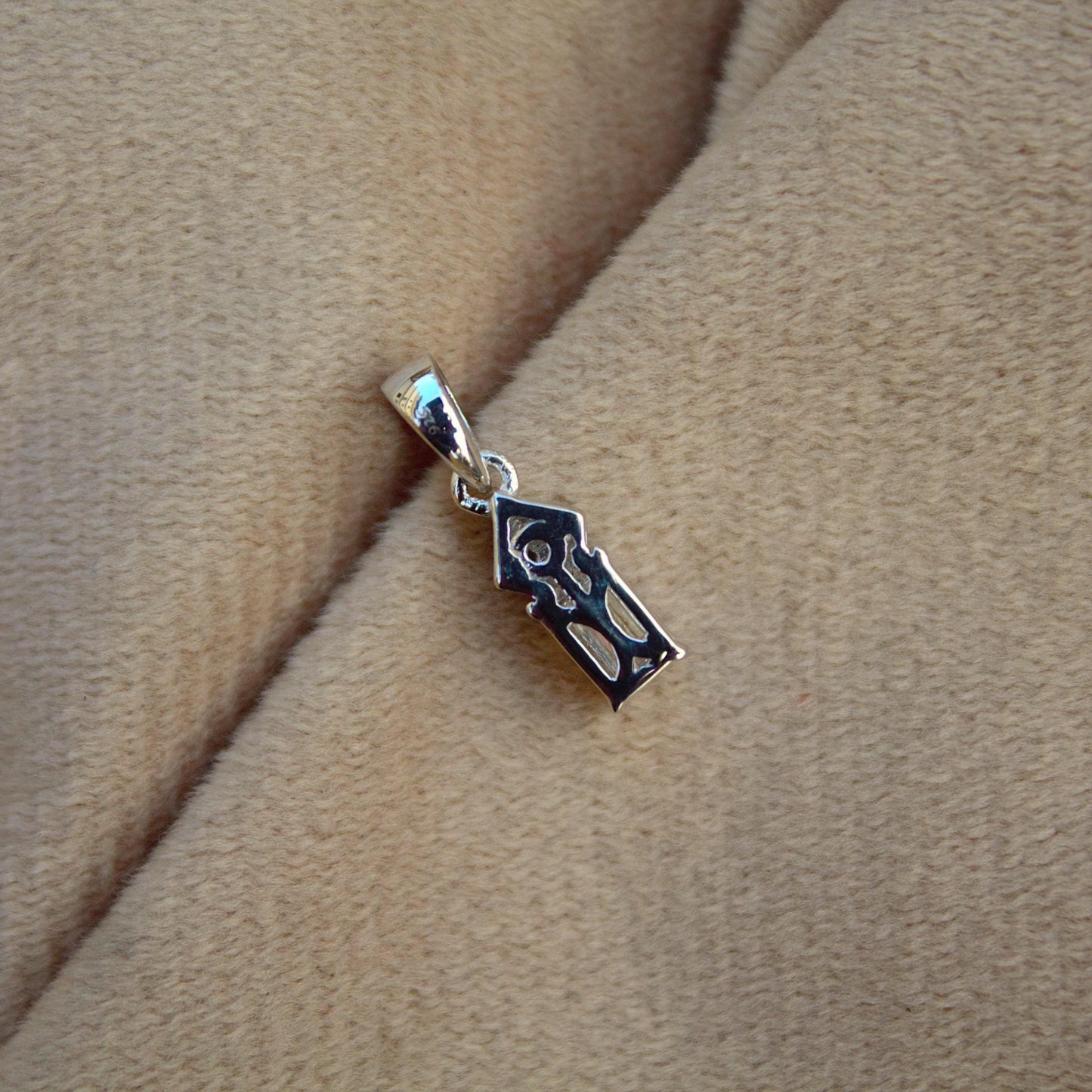 Emerald Cut Silver Charm Pendant, Colorless Moissanite Dainty Pendant, 925 Sterling Silver Jewelry, Tiny Pendant, White Moissanite Jewelry