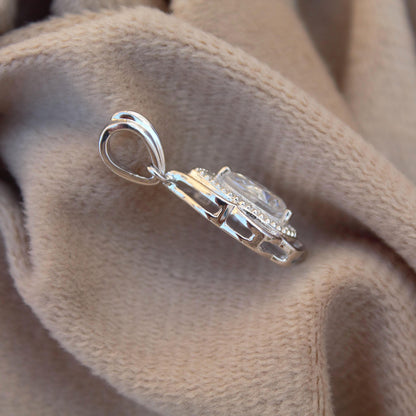 Vintage Style Moissanite Designer Pendant, 925 Sterling Silver Charm Pendant, Pear and Round Cut Solitaire Pendant, Perfect Gift for Women