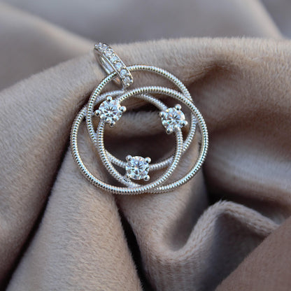 Designer Loop Pendant, 925 Sterling Silver Moissanite Pendant, Round Design Pendant for Women, Travel Jewelry, Wedding Gift for Wife