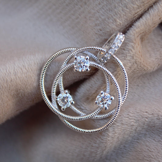 Designer Loop Pendant, 925 Sterling Silver Moissanite Pendant, Round Design Pendant for Women, Travel Jewelry, Wedding Gift for Wife