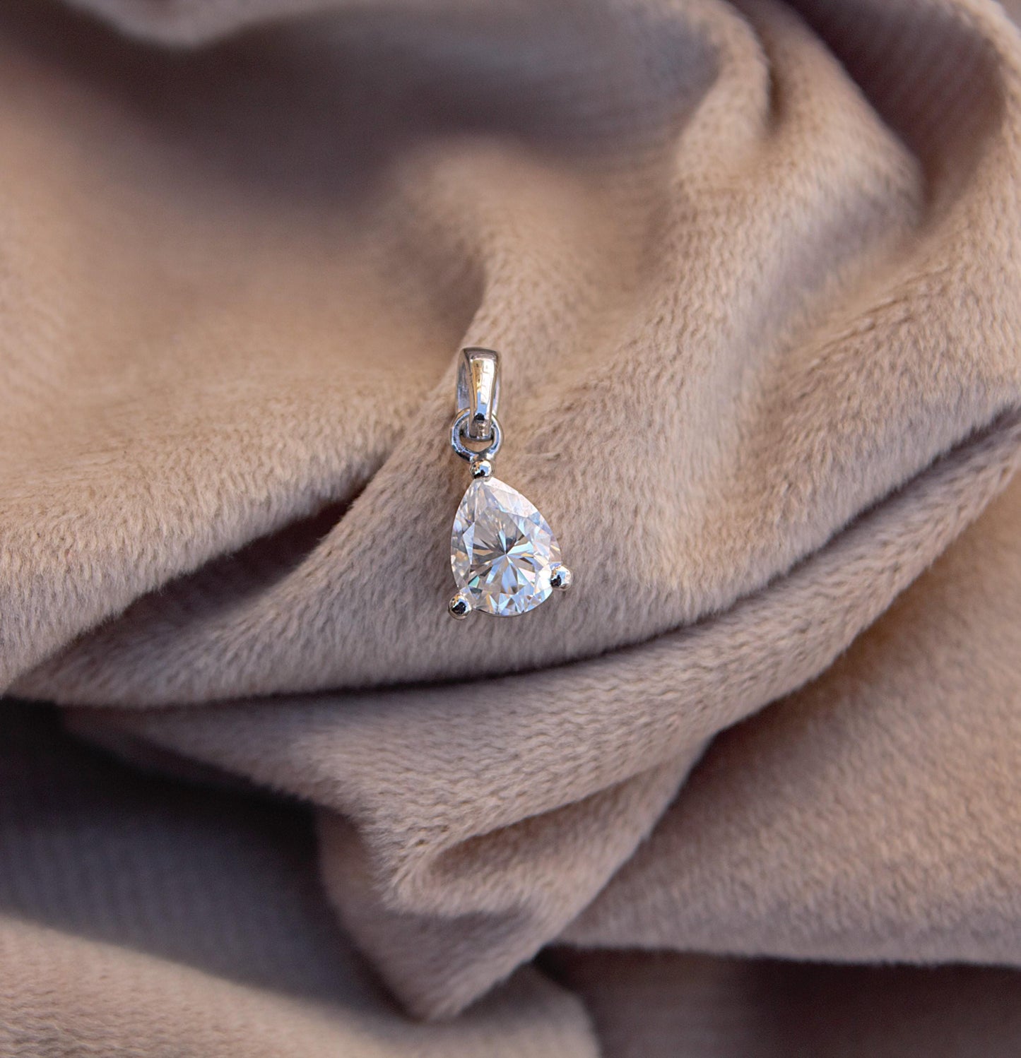 Pear Cut Moissanite Pendant in 925 Sterling Silver, Dainty Silver Charm Pendant, Minimalist Pendant for Chain, Moissanite Silver Jewelry