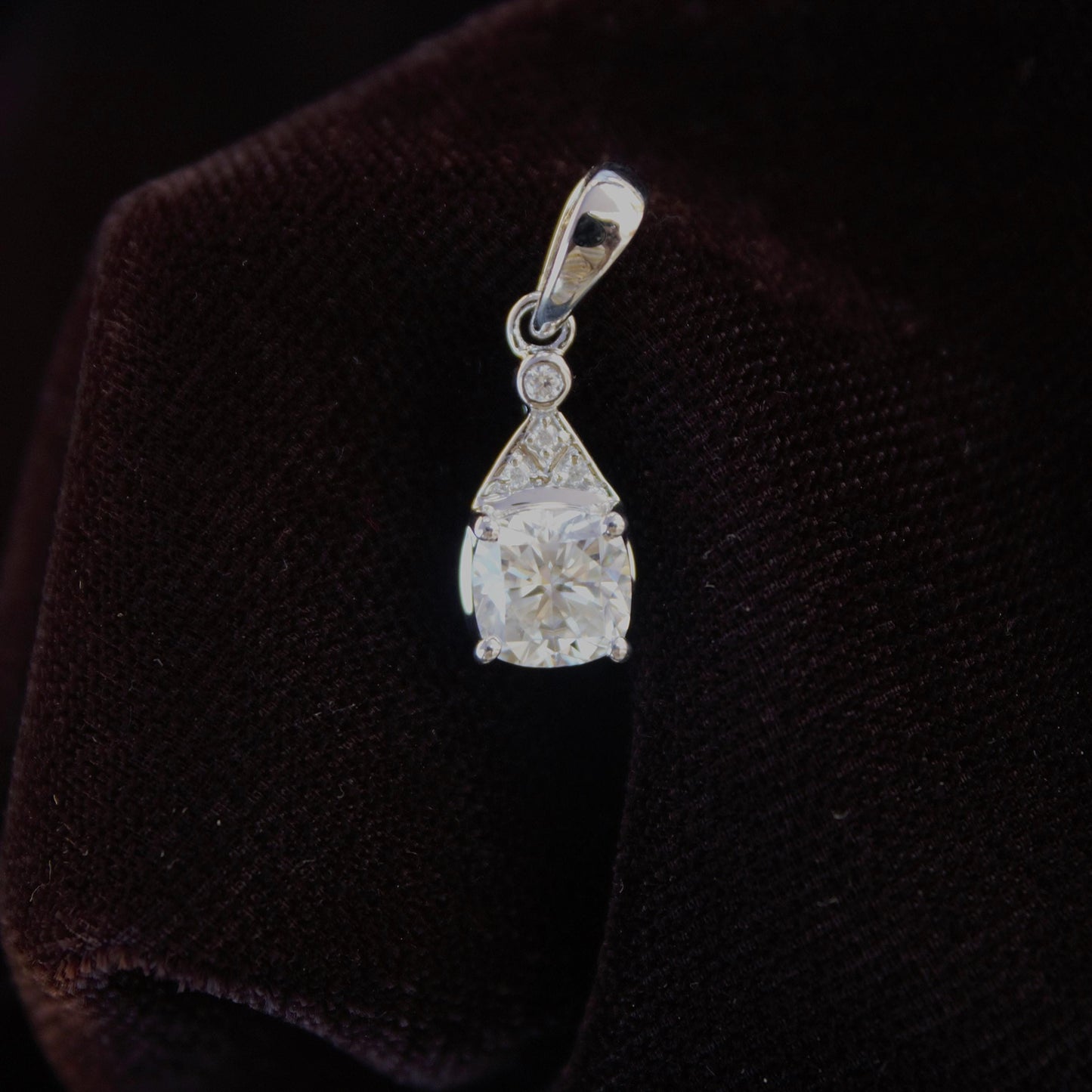 Minimalist Cushion Cut Moissanite Bridesmaids Pendant, Solid 925 Sterling Silver Pendant for Her, Dainty Silver Pendant, Tiny Charm Pendant