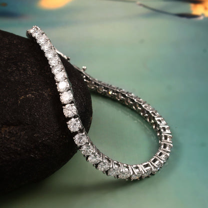 Moissanite Tennis Bracelet, Iced Out Bracelet, 925 Silver D Color Moissanite Jewelry, Simulated Diamond Bracelet, Statement Jewelry for Her