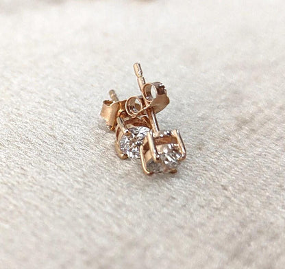 Diamond Stud Earrings, 14K Gold Minimalist Earrings, Lab Grown Diamond Round Earrings, Solid Gold Dainty Stud Earrings, Gift for Her