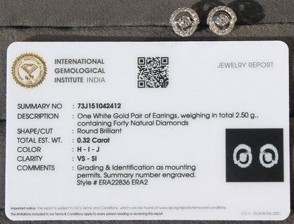 Minimalist Pendant with Chain and Studs, Dainty Real Gold Diamond Necklace & Earrings, 18k Solid White Gold Necklace Earring Combo Set