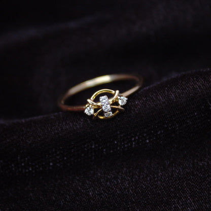 18K Solid Yellow Gold Ring, 6 US Gold Diamond Ring, IGI Certified Diamond Jewelry, Real Diamond Elegant Minimalist Ring For Birthday Gift