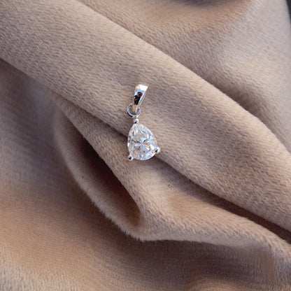 Pear Cut Moissanite Pendant in 925 Sterling Silver, Dainty Silver Charm Pendant, Minimalist Pendant for Chain, Moissanite Silver Jewelry