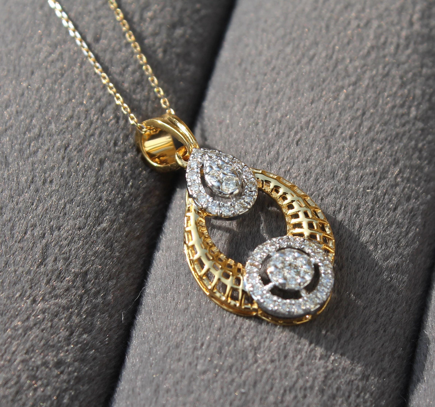 IGI Certified Natural Diamond Necklace with Stud Earrings, Solid 18K Gold Pendant with Chain and Earrings, Designer Gold Diamond Jewelry