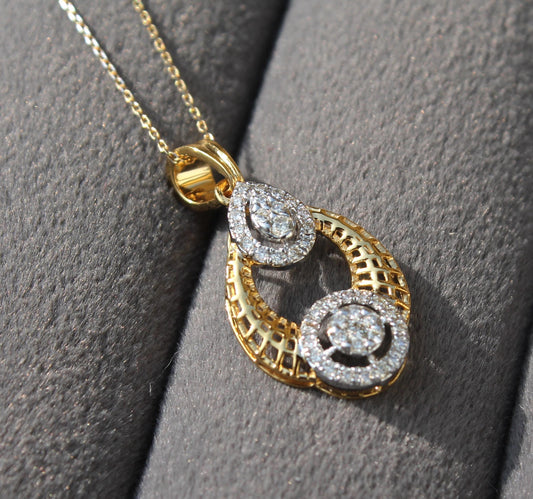 IGI Certified Natural Diamond Necklace with Stud Earrings, Solid 18K Gold Pendant with Chain and Earrings, Designer Gold Diamond Jewelry