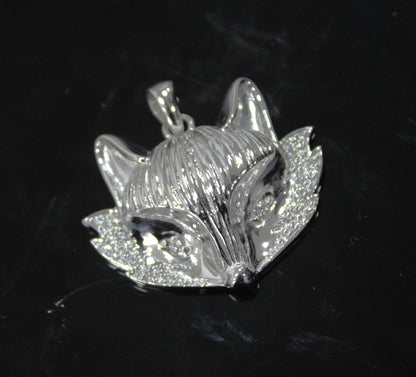 Sterling Silver Fox Charm Pendant, Statement Moissanite 925 Silver Pendant, Animal Face Pendant for Men and Women, Animal Lover Jewelry