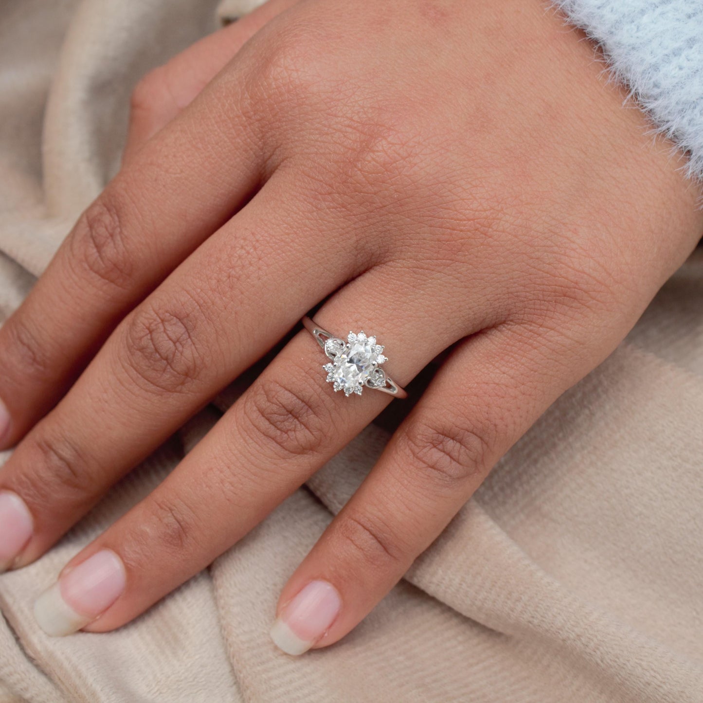 Cluster Moissanite Ring in 925 Sterling Silver, Statement Ring for Women, Solitaire Moissanite Silver Ring, Perfect Gift For Girlfriend