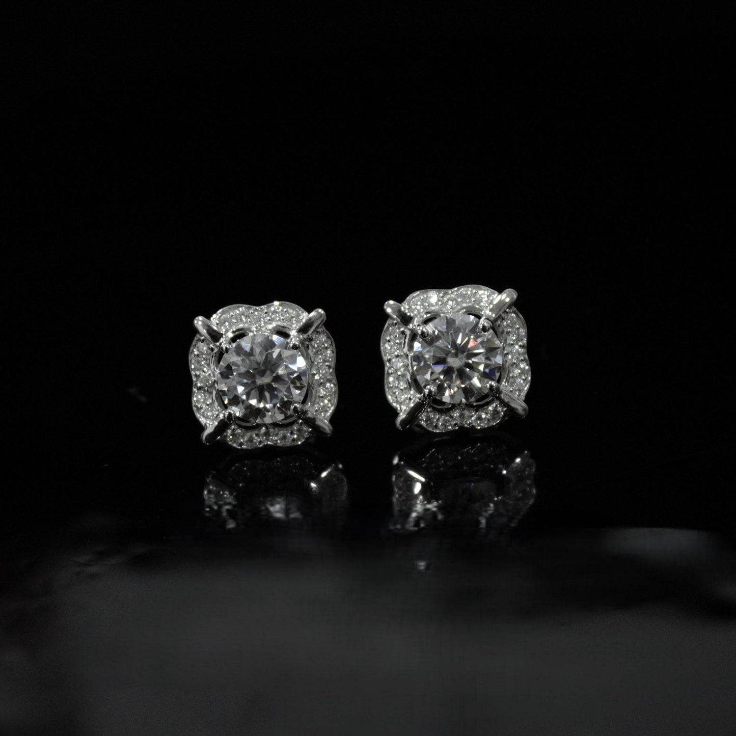 925 Sterling Silver Moissanite Round Cut Earrings, Silver Women's Stud Earrings for Wedding, Minimalist Stud Earrings Valentines Day Gift