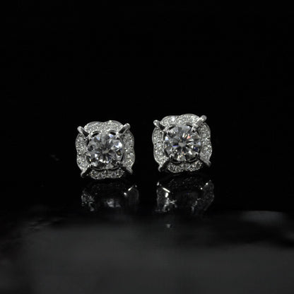 925 Sterling Silver Moissanite Round Cut Earrings, Silver Women's Stud Earrings for Wedding, Minimalist Stud Earrings Valentines Day Gift