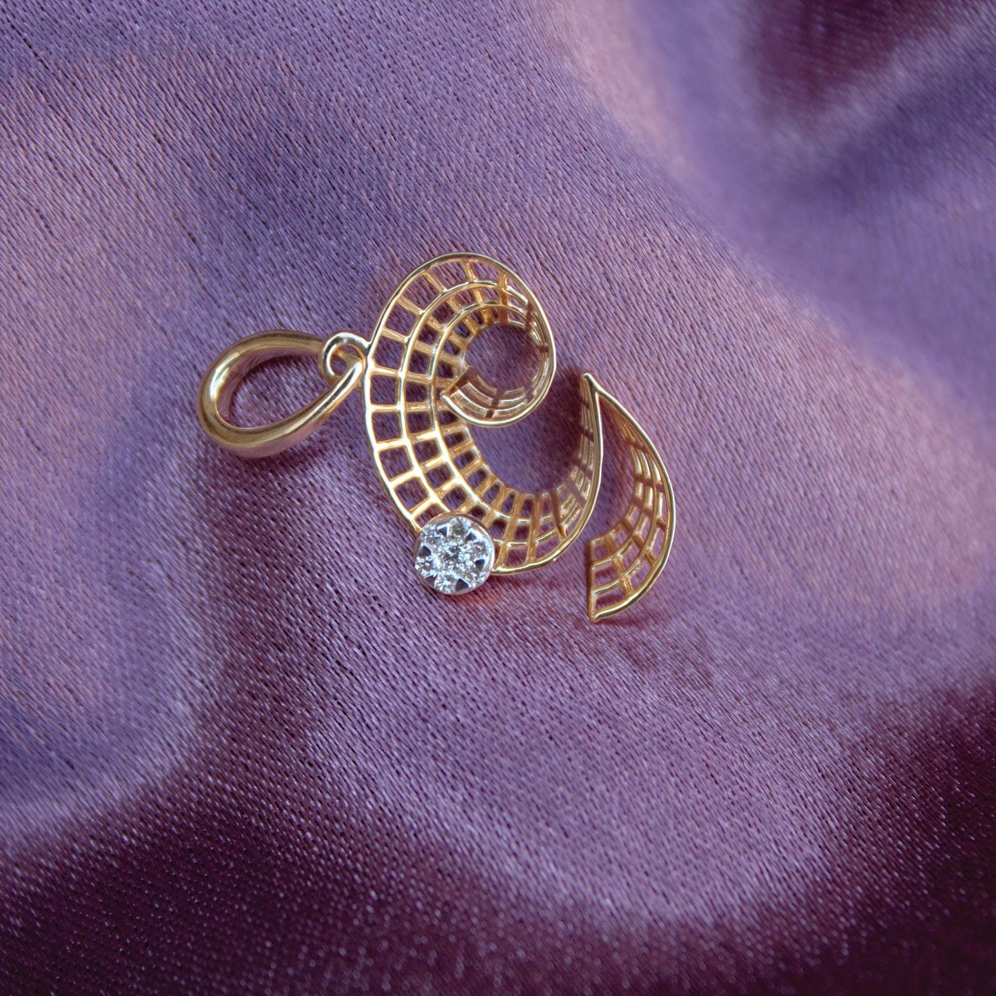 18K Solid Yellow Gold Pendant Without Chain, Seven Stone Alphabet Real Diamond Pendant, Elegant Charm Gold Pendant Gift For Special One