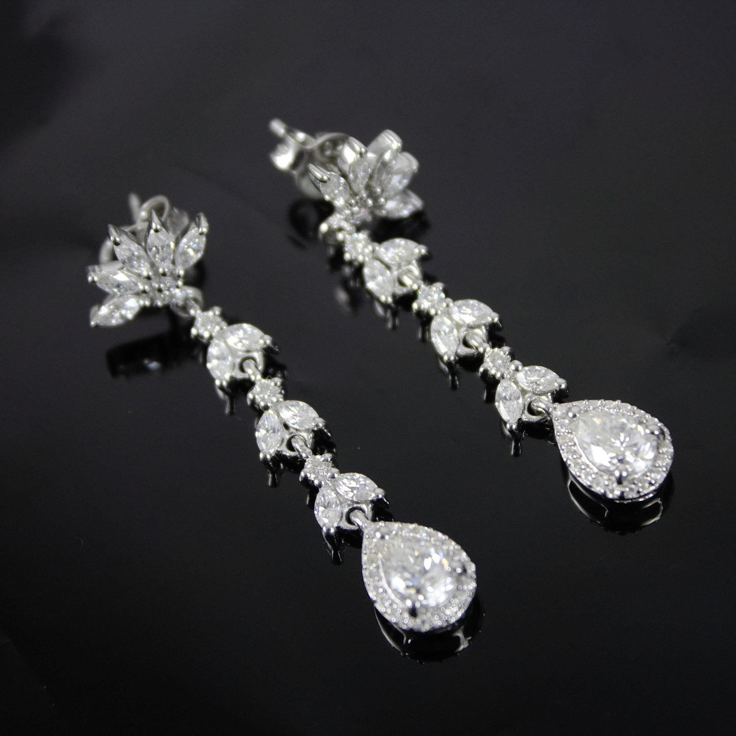 Minimalist Long Moissanite Drop Earring, Chandelier Silver Earrings, Perfect Bridesmaid Gift For Her, Moissanite Sterling Silver Earrings