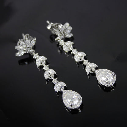 Minimalist Long Moissanite Drop Earring, Chandelier Silver Earrings, Perfect Bridesmaid Gift For Her, Moissanite Sterling Silver Earrings