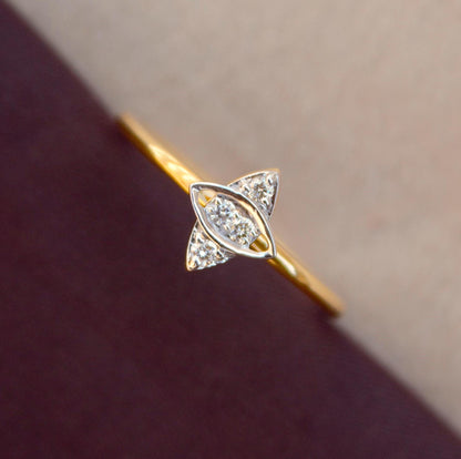 Real Diamond Ring, Round Cut Diamond Gold Ring For Birthday Gift, Delicate Real Gold Ring, H- I Color With VS - SI Clarity Gold Ring US 7