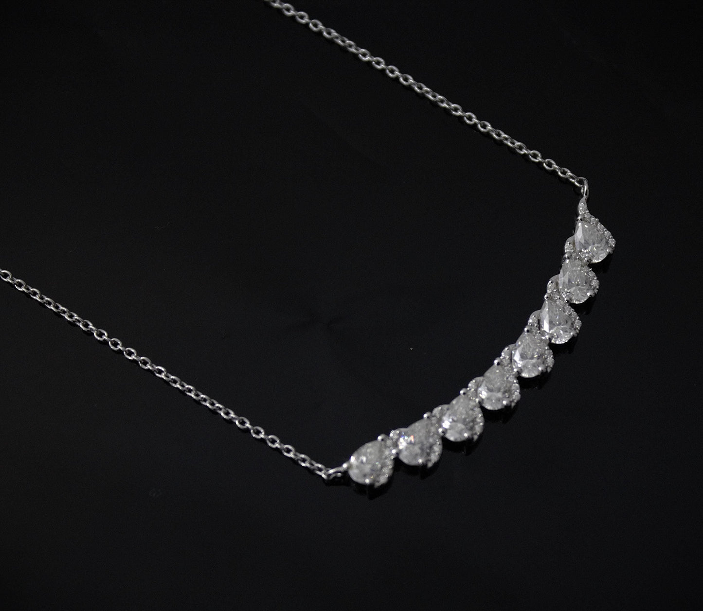 Colorless Moissanite Pear Necklace, 925 Sterling Silver Chain Necklace, Lightweight Travel Jewelry, Minimalist Silver White Stone Necklace