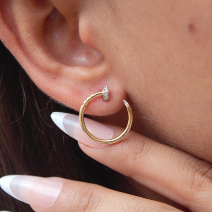 18k Gold Diamond Hoop Earrings, H-I Color VS - SI Clarity Diamond Jewelry, Huggie Earrings, Push Back Hoop Earring for Women, Birthday Gift