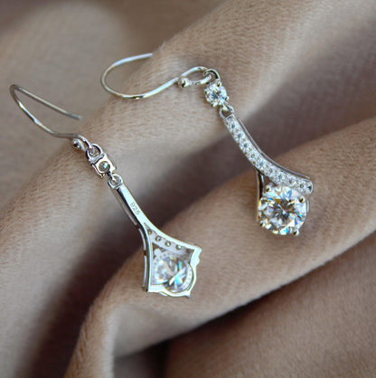 925 Sterling Silver Dangle Earrings, Moissanite Minimalist Earring for Her, White Moissanite Jewelry, Wedding Earrings, Gift for Bridesmaids