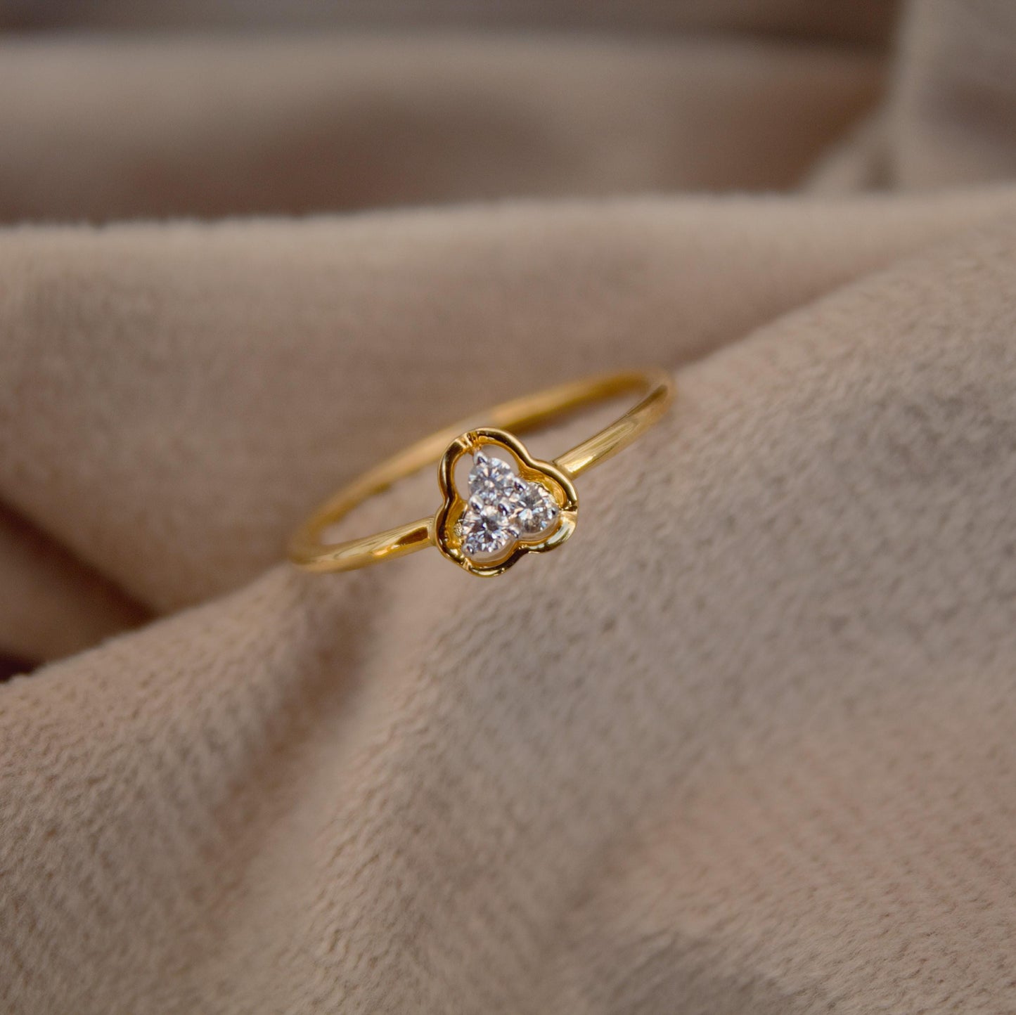 H- I Color With VS - SI Clarity Natural Diamonds, Lightweight Three Stone Gold Ring, 18K Solid Gold With Natural Diamond Ring, 7US Gold Ring