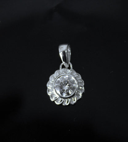 Round Cut Moissanite Stone Pendant, 925 Sterling Silver White Stone Pendant, Silver Moissanite Jewelry, Dainty Silver Charm Pendant for Her