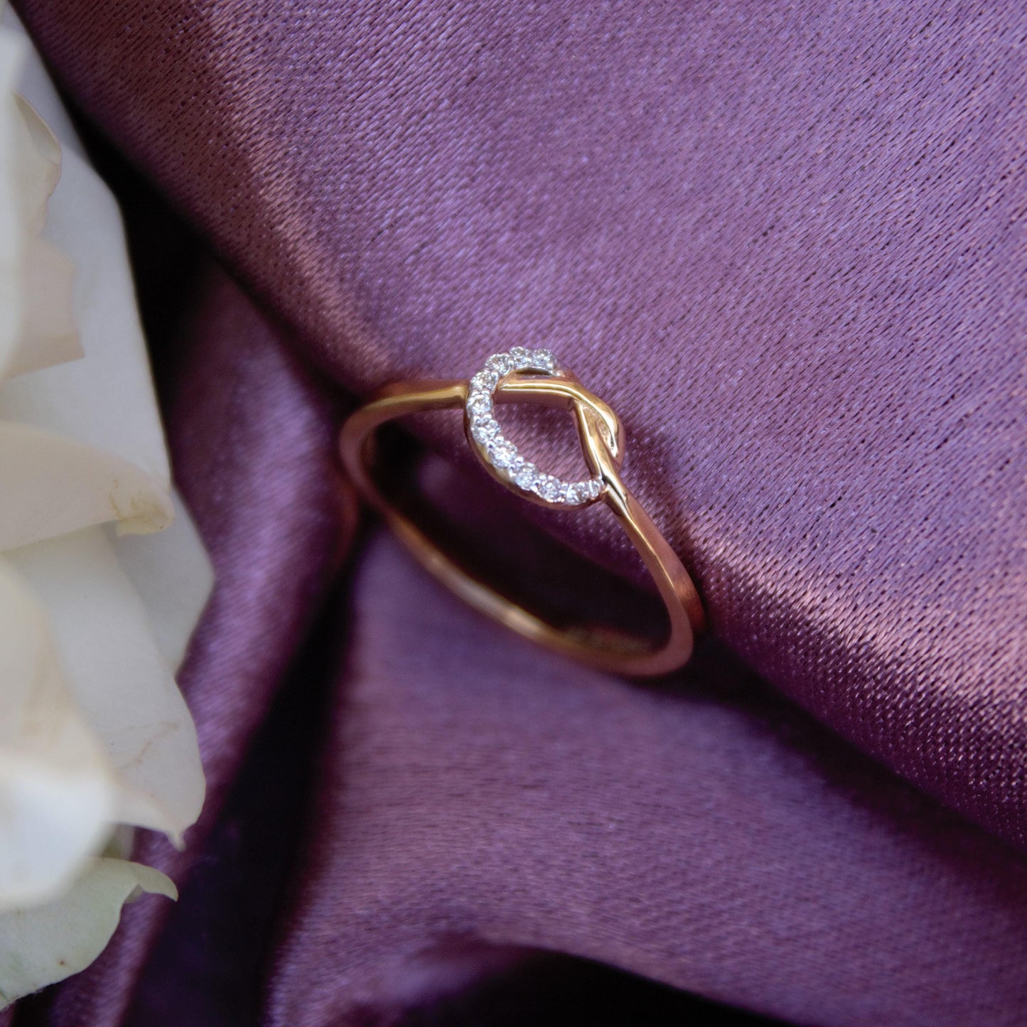 Natural Diamond Gold Knot Ring, Elegant Gold Ring, H - I Color With SI Clarity Natural Diamonds Stacking Ring, Propose Ring for Her