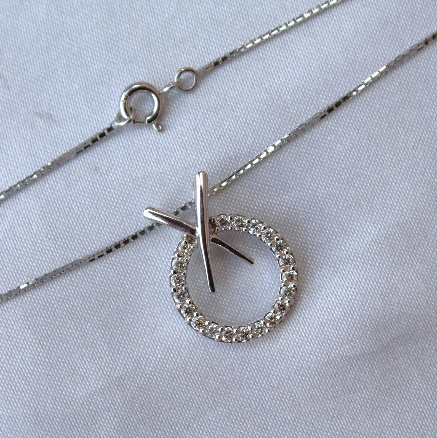 Minimalist Real Diamond Necklace Earring Set, 18k White Gold Jewelry Set, Gold Chain Pendant with Stud Earrings, Perfect Engagement Jewelry