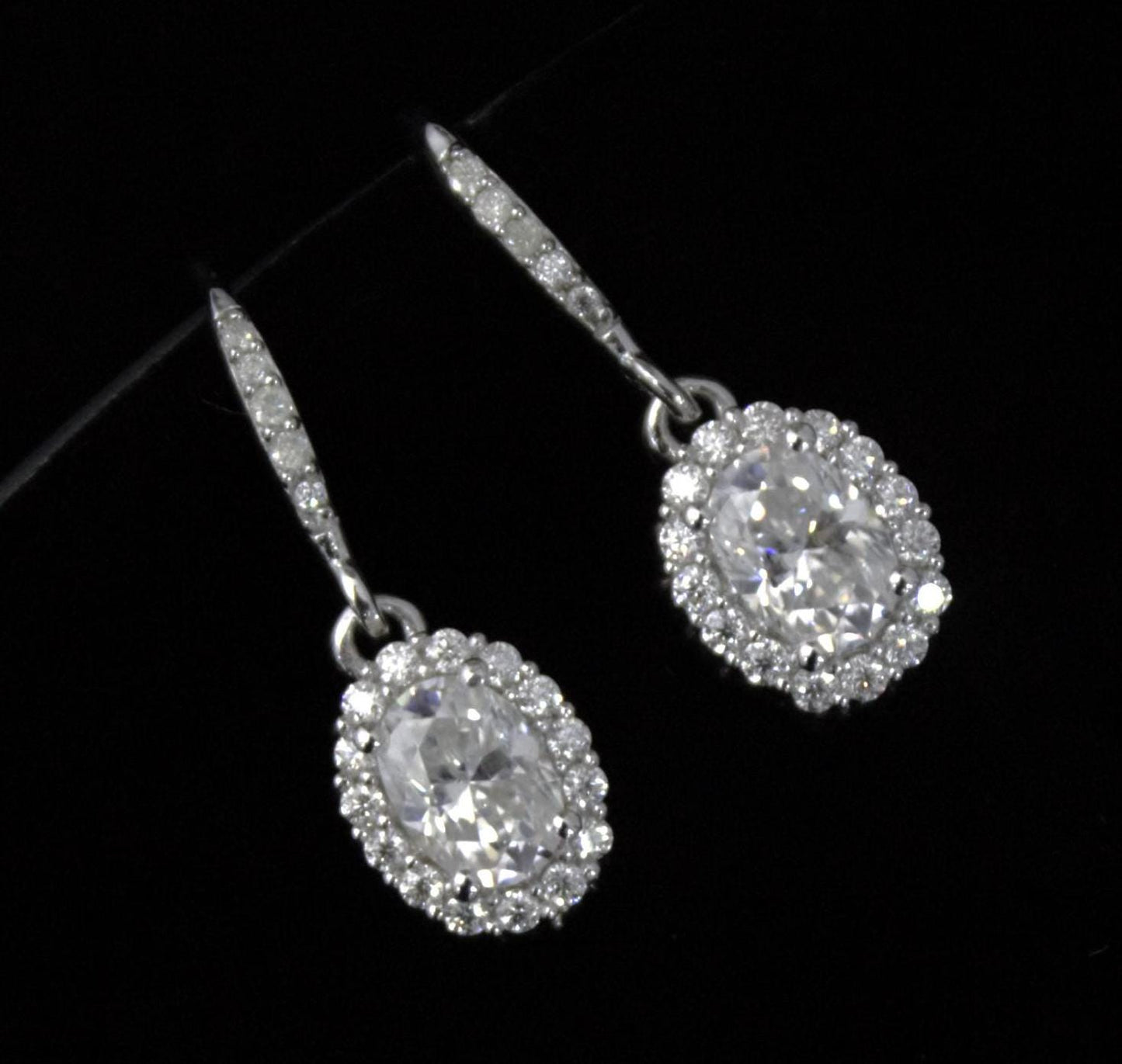 White Moissanite Dangle Earrings in 925 Sterling Silver, Oval Cut Stone Earrings for Her, Statement Jewelry, Perfect for Valentines Day Gift