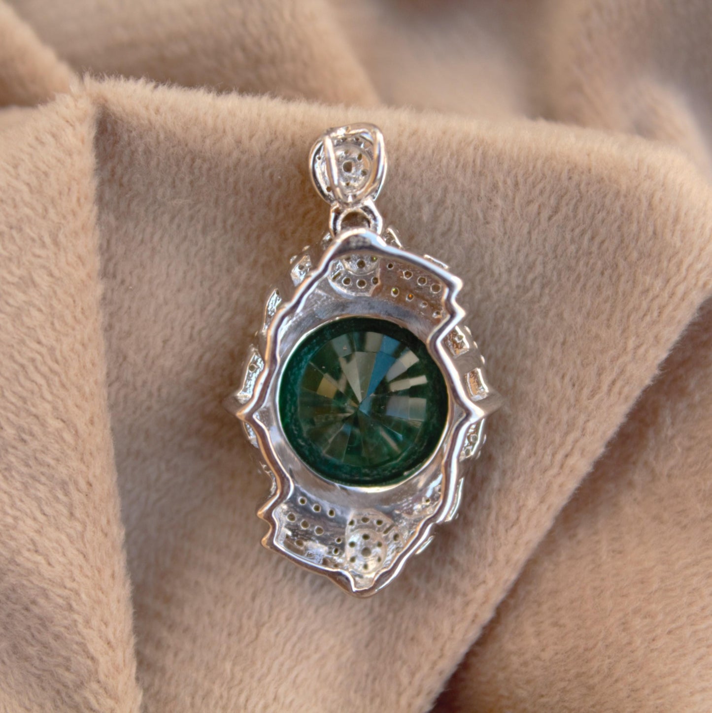 Green Inclusion Emerald With Moissanite Pendant, 4 Prong Setting Silver Pendant, 925 Sterling Silver Delicate Pendant, Birthday Gift for Her