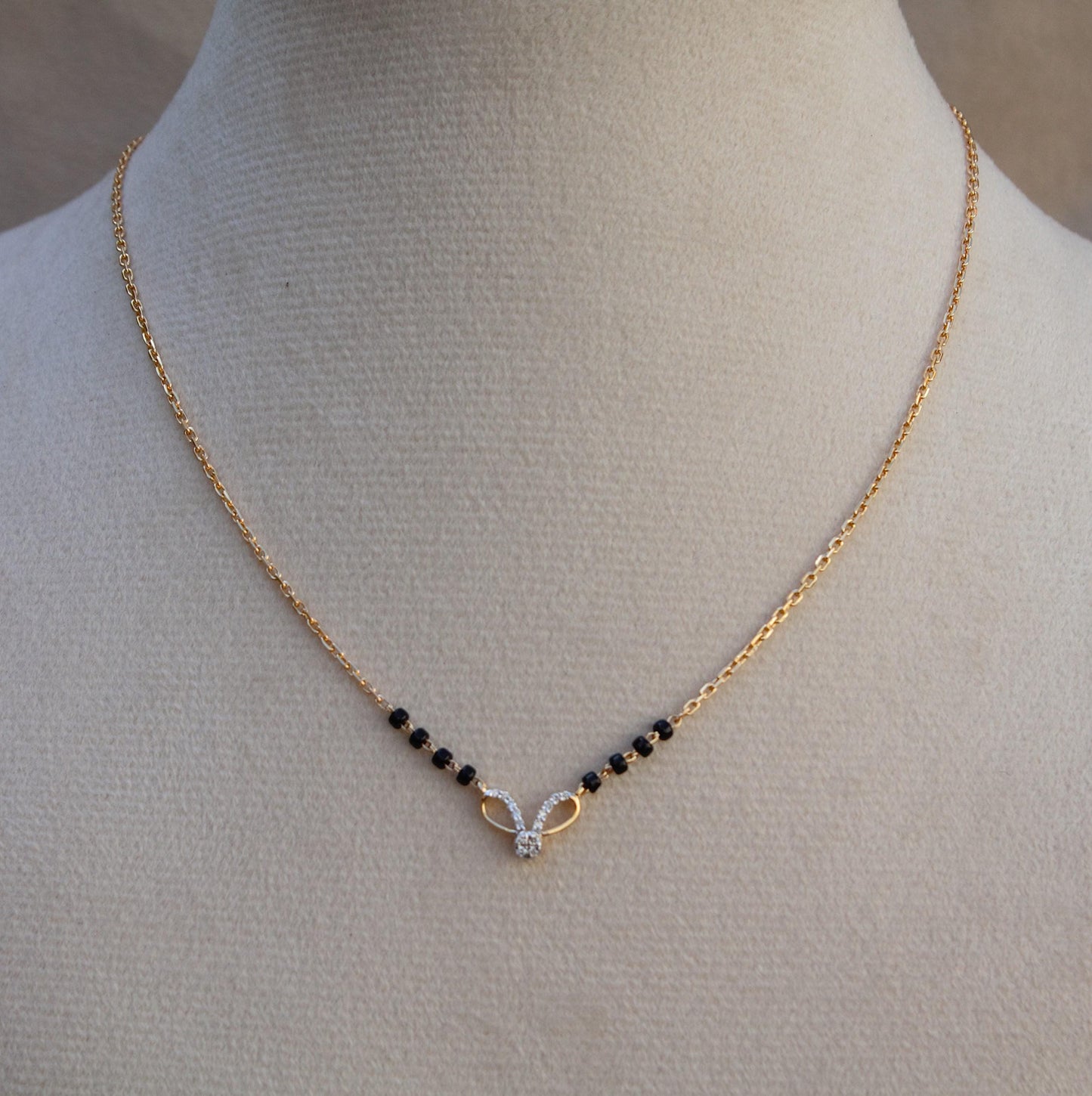 14K Solid Gold Mangalsutra, 0.07 Carat Natural Diamond Mangalsutra For Wedding, Designer Lightweight Diamond Mangalsutra, Minimalist Jewelry