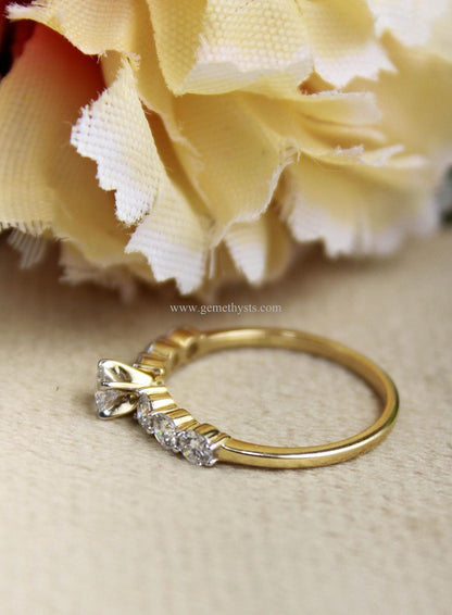 Lab Grown Diamond Minimalist Ring, 10K/14K Yellow Gold Anniversary Ring, Stackable Ring for Women, Real Gold Jewelry, Dainty Gold Ring