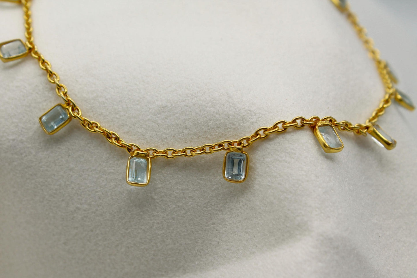 Natural Blue Topaz Necklace, Minimalist Necklace, 925 Sterling Silver Chain Necklace, Blue Gemstone Charm Necklace, Silver Necklace For Gift