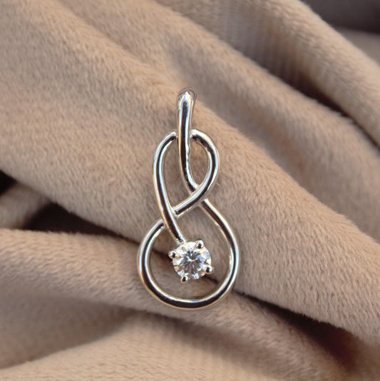 Moissanite 925 Sterling Silver Twisted Style Pendant, Vintage Silver Pendant, Round Cut Vintage Jewelry, Designer Lightweight Travel Jewelry