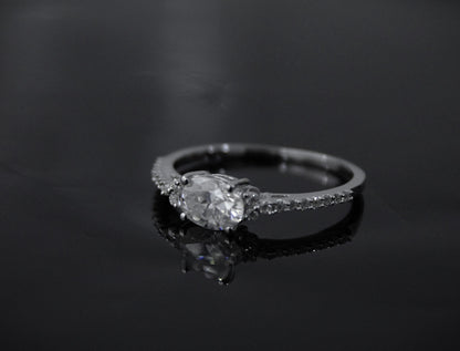 Minimalist 925 Sterling Silver Ring, White Moissanite Ring for Women, Unique Wedding Gift, Silver Solitaire Ring, Lightweight Travel Jewelry