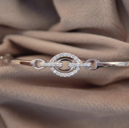 Elegant Moissanite Cuff Bracelet, 925 Sterling Silver Hinged Bangle, Statement Cuff Bangle for Women, Stackable Bracelet, Silver Cuff Bangle