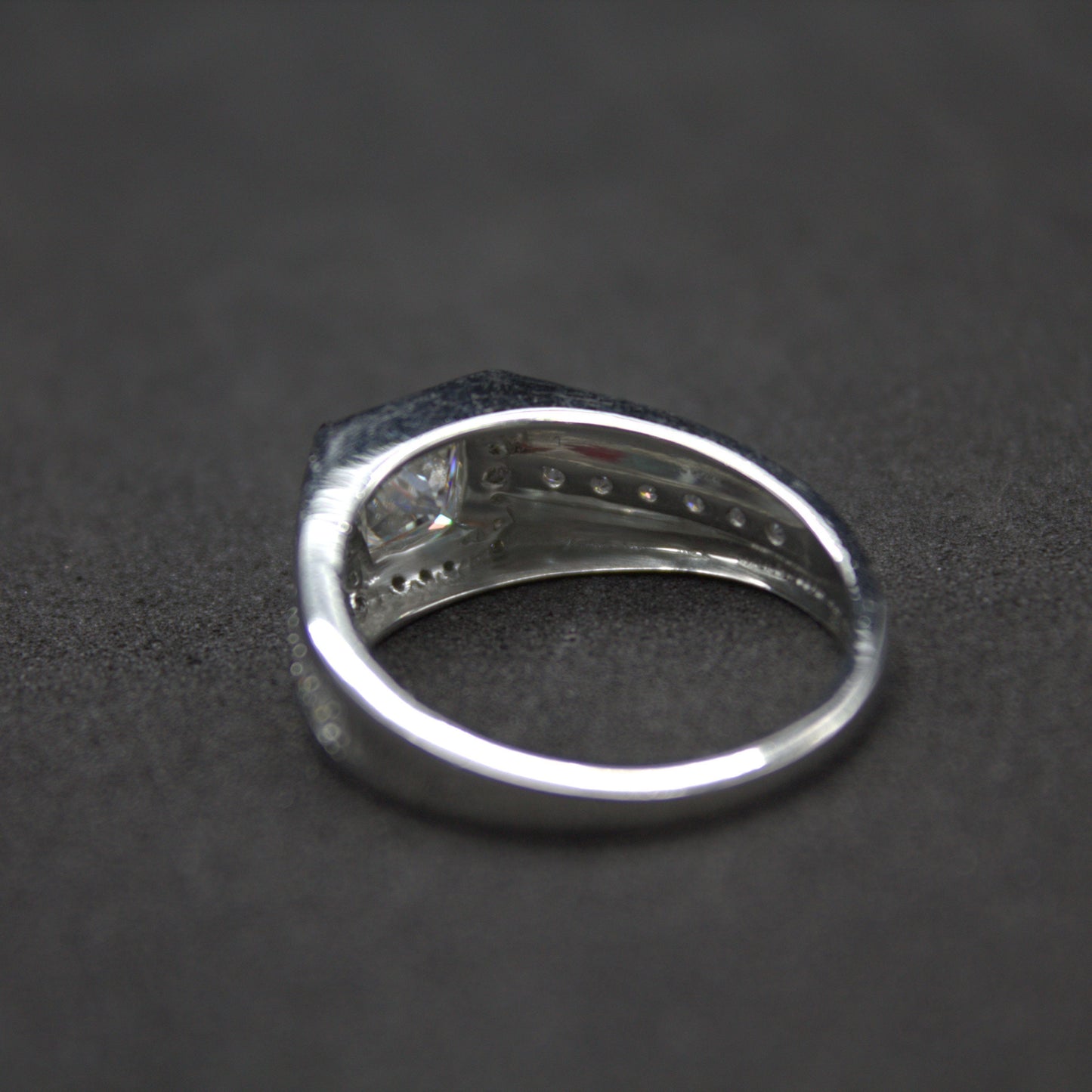 925 Sterling Silver Ring, Men's Moissanite Ring, Engagement Ring For Him, D Color VVS Moissanite Ring, Princess Cut Moissanite Halo Ring