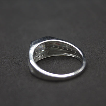 925 Sterling Silver Ring, Men's Moissanite Ring, Engagement Ring For Him, D Color VVS Moissanite Ring, Princess Cut Moissanite Halo Ring