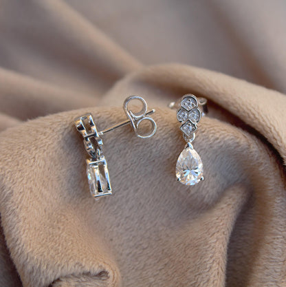 Pear Drop & Dangle Earrings, Moissanite Silver Earrings, Push Back Silver Earrings With 925 Stamped, Moissanite Lightweight Dangle Earrings