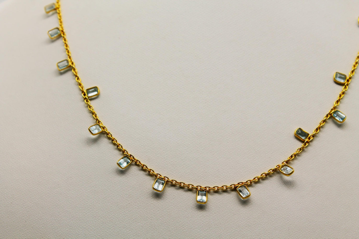 Natural Blue Topaz Necklace, Minimalist Necklace, 925 Sterling Silver Chain Necklace, Blue Gemstone Charm Necklace, Silver Necklace For Gift