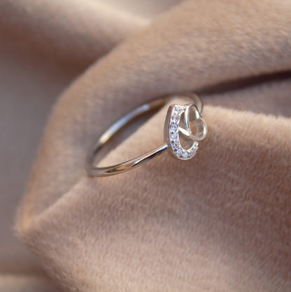 925 Sterling Silver Heart Ring with Cubic Zirconia, Elegant Jewelry Gift for Her, Minimalist Cubic Zirconia Silver Heart Ring For Love