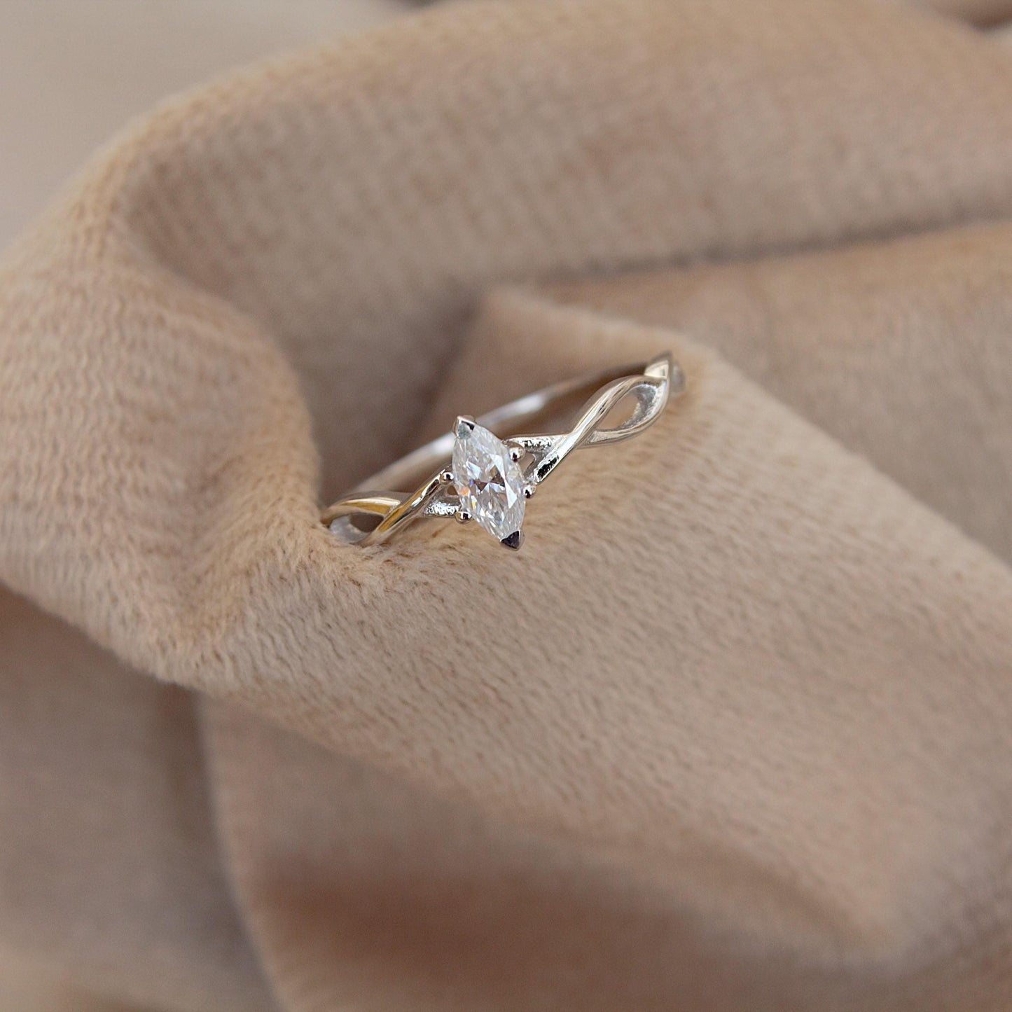 Marquise Cut Stone Moissanite Silver Ring, 925 Sterling Silver Ring, Minimalist Ring, Dainty Silver Ring, White Stone Ring, Gift for Her