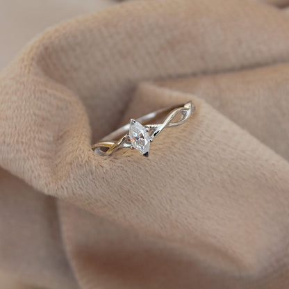 Marquise Cut Stone Moissanite Silver Ring, 925 Sterling Silver Ring, Minimalist Ring, Dainty Silver Ring, White Stone Ring, Gift for Her