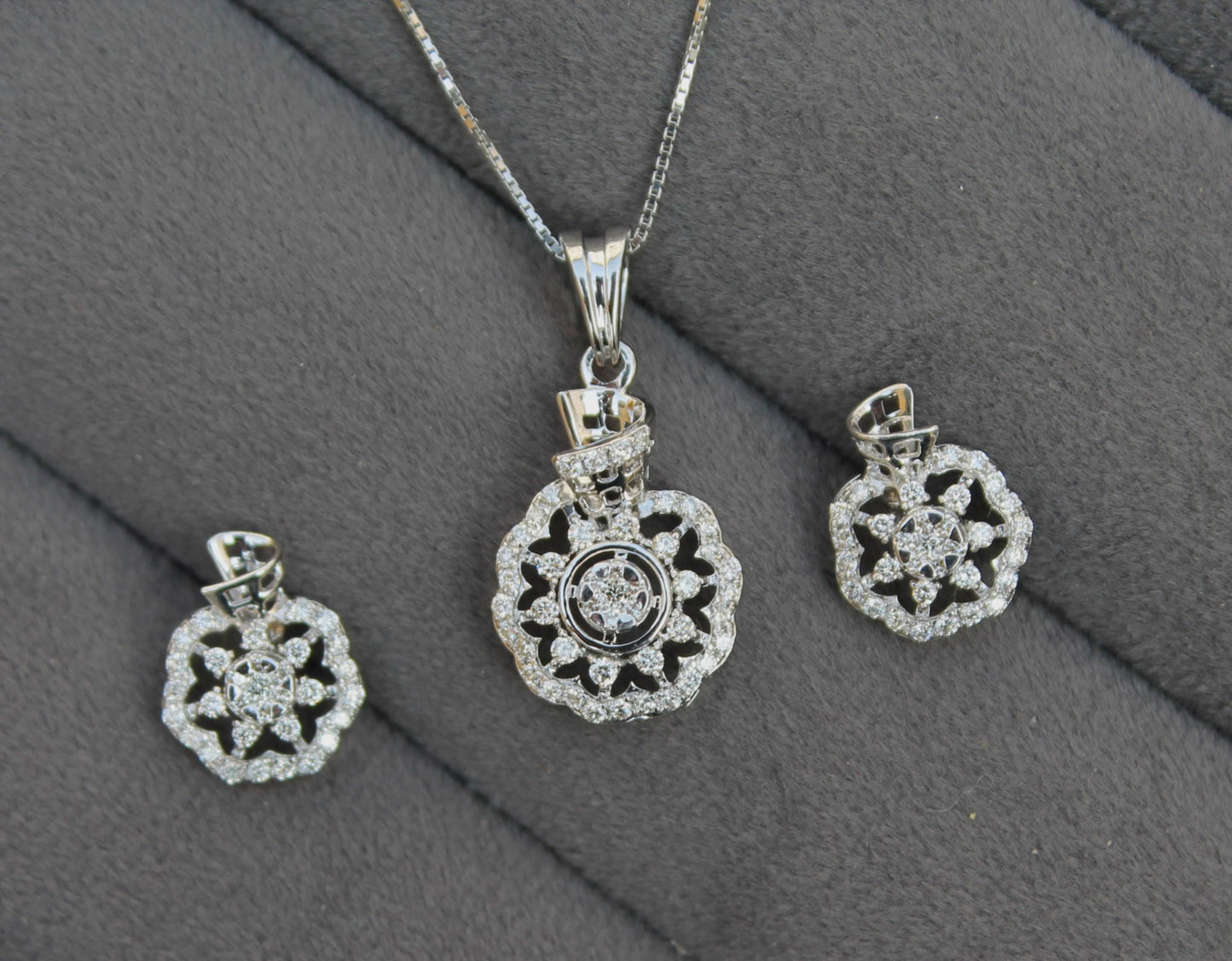 Real Diamond Jewelry Set For Her, IGI Certified Diamond Necklace with Earrings, White Gold Floral Necklace Earring Set, Gift For Special One