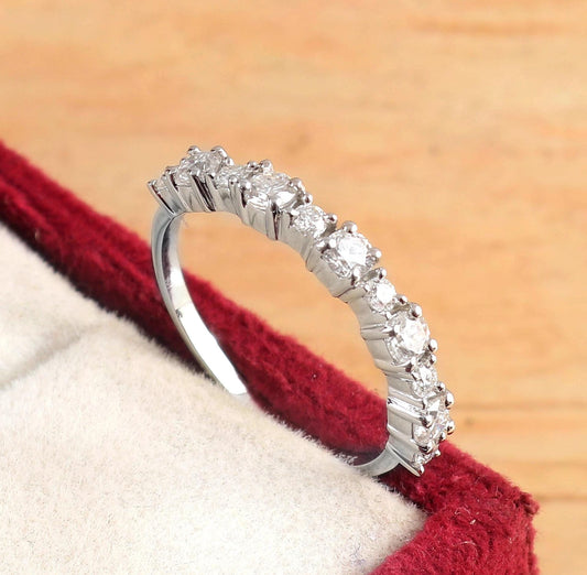 Half Eternity Wedding Band, Lab Grown Diamond Band, Gold Ring, Eternity Pave Diamond Band, Stacking Moissanite Band, Bridal Engagement Ring