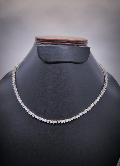 Moissanite Three Prong Tennis Necklace, 925 Sterling Silver Handmade Necklace, 4mm Moissanite Silver Chain, Perfect Anniversary Gift for Her